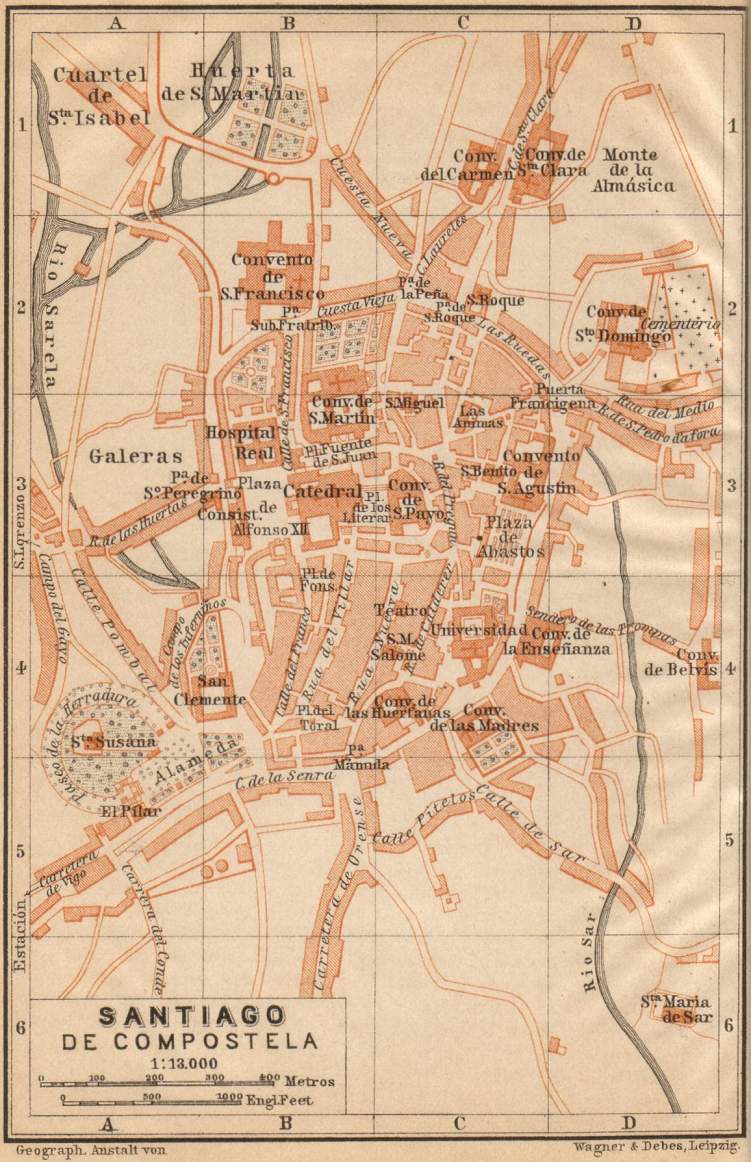 Plano de Santiago de Compostela de 1901